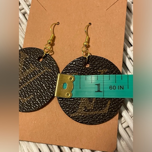 Custom Made Earrings - 1.5” NWT hand crafted and upcycled from a rehab bag - Picture 2 of 4